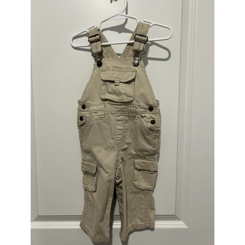 Vintage‎ Old Navy Baby Overalls Khaki Size 12-18 Months Pockets